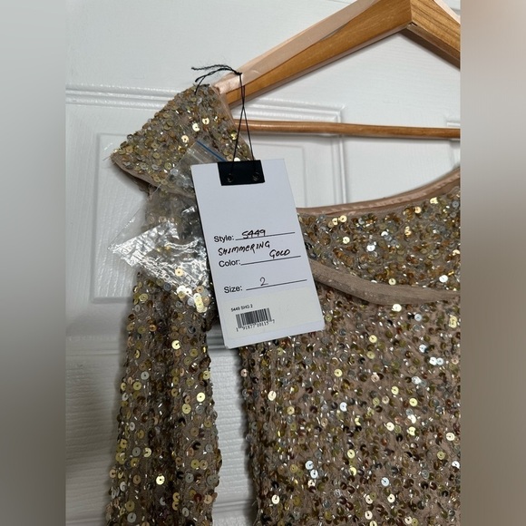 MAC DUGGAL sequined one shoulder long sleeve evening gown 2 NWT - Picture 7 of 8